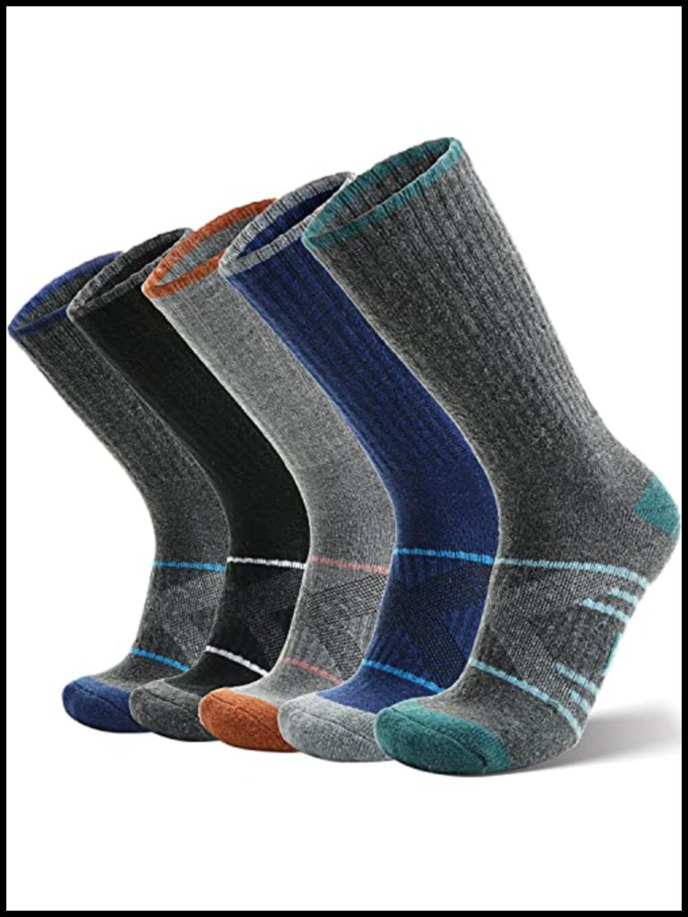 Merino Wool Hiking Socks 5 Pairs Crew Boot Work Socks Men Women